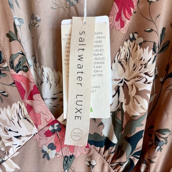 Saltwater Luxe Boho Floral Maxi Dress With Sleeves Size L - Picture 3 of 5